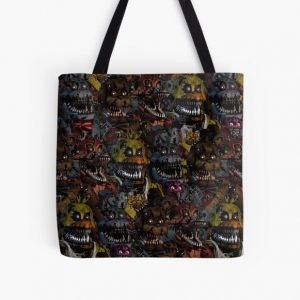 Nightmare Freddy/Nightmare Bonnie/Nightmare Chica/Nightmare Foxy All Over Print Tote Bag RB1602 product Offical Five Nights At Freddy Merch