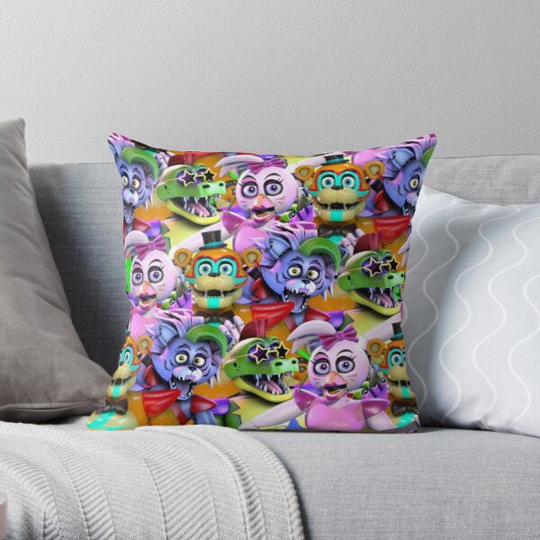 Glamrock Freddy/Glamrock Chica/Montgomery Gator/Roxanne Wolf, Throw Pillow RB1602 product Offical Five Nights At Freddy Merch