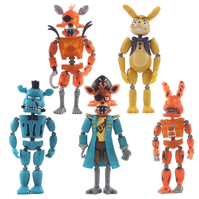5pcs Five Nights At Freddys Action Figures Toy Security Breach Series Glamrock Foxy Bonnie Fazbear PVC 1 - Five Nights at Freddy's Store